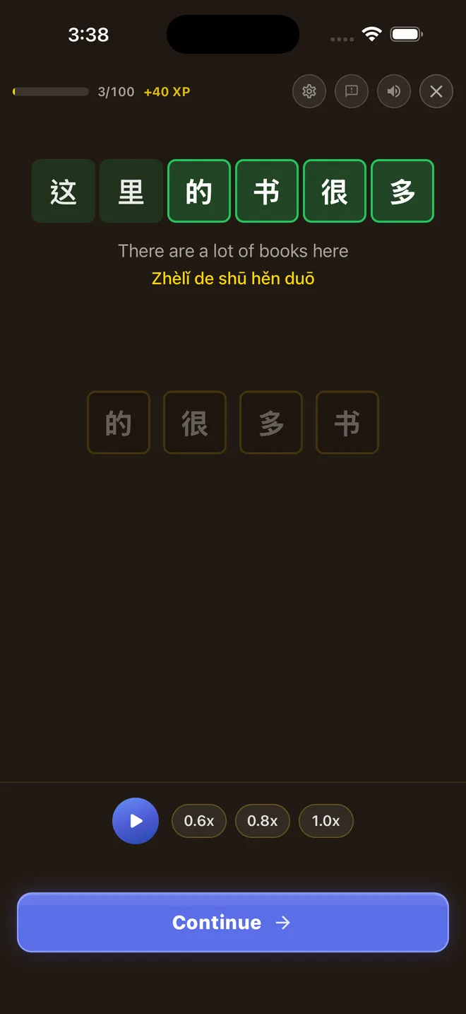 Build sentences — Second Language RPG on iOS